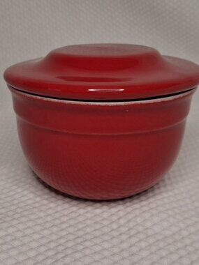Contemporary Emile Henry French Pottery Flame Red Butter Bell #16.10